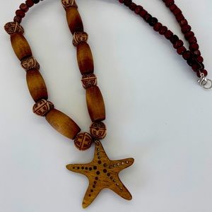 Hand beaded, laser cut starfish necklace
